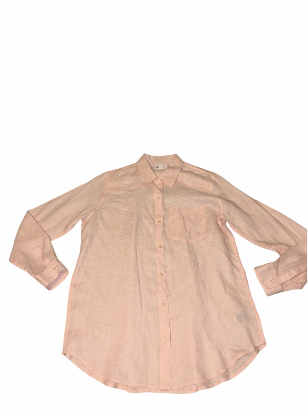 EUC GAP Button-Down Linen Shirt Boyfriend Fit Medium Light Pink Cottagecore